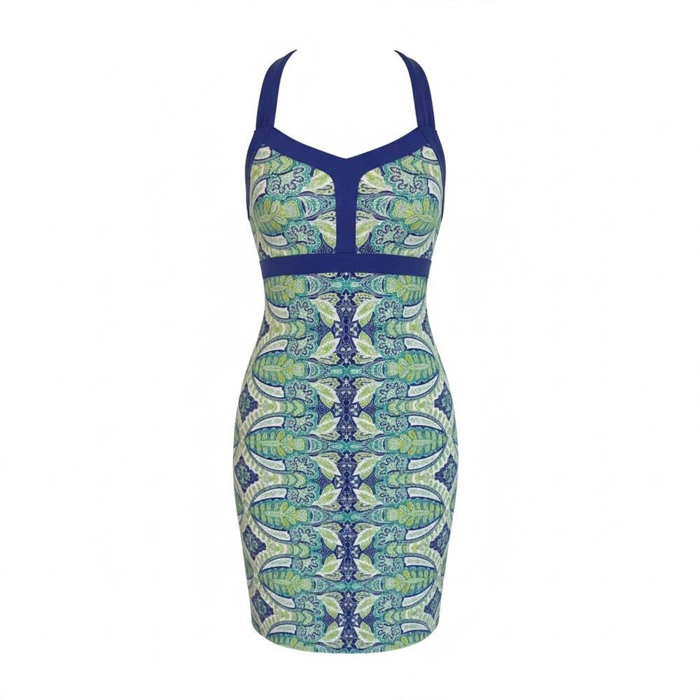 Dakini Blue Green Paisley Dress Size XS Sleeveless Sheath Resort Beach Vacation